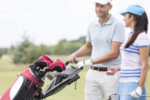 How to Put a Golf Bag on a Push Cart